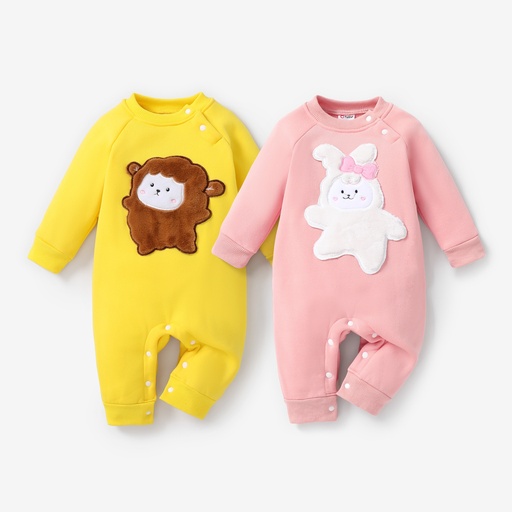 [WCL13-20749653] Baby Girl/Boy Cute Oversized 3D Rabbit and Sheep Pattern Plush Jumpsuit