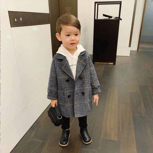 Toddler Girl/Boy Plaid Double Breasted Coat