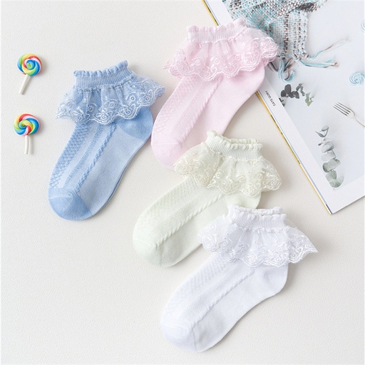 [ACL14-20863879] Simple yet elegant lace-trimmed mid-calf socks