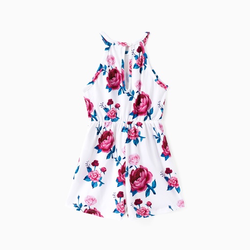 Kid Girl Floral Print Halter neck Jumpsuit