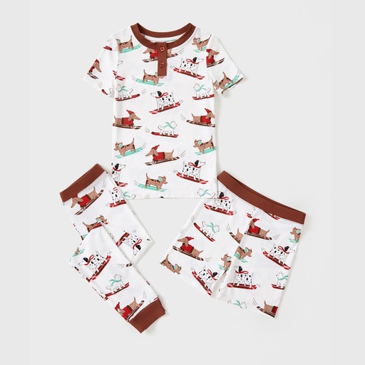 Toddler / Kids Christmas / Halloween Pajamas 3-Piece Bamboo Pajama Set 2-in-1 Look for 4 Seasons (Snug-Fitting)