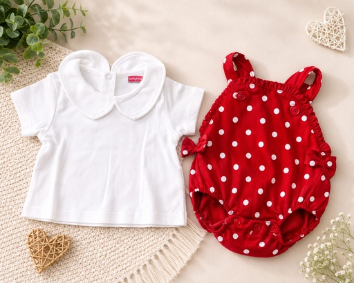 Red Polka Dot Baby Romper Set