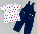 Cute Kitty Pocket Dungaree Set