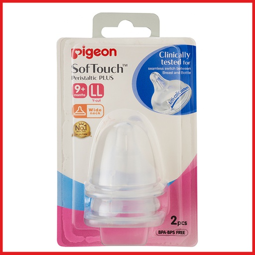 Pigeon SofTouch Peristaltic Plus Nipple Blister Pack 2Pc (LL)
