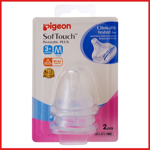 Pigeon SofTouch Peristaltic Plus Nipple Blister Pack 2Pc (M)