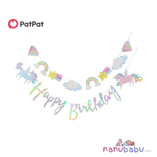 [20384432] Patpat-(2nb11-20384432)Unicorn Happy Birthday Banner Colorful Unicorn Birthday Party Decoration Supplies Props