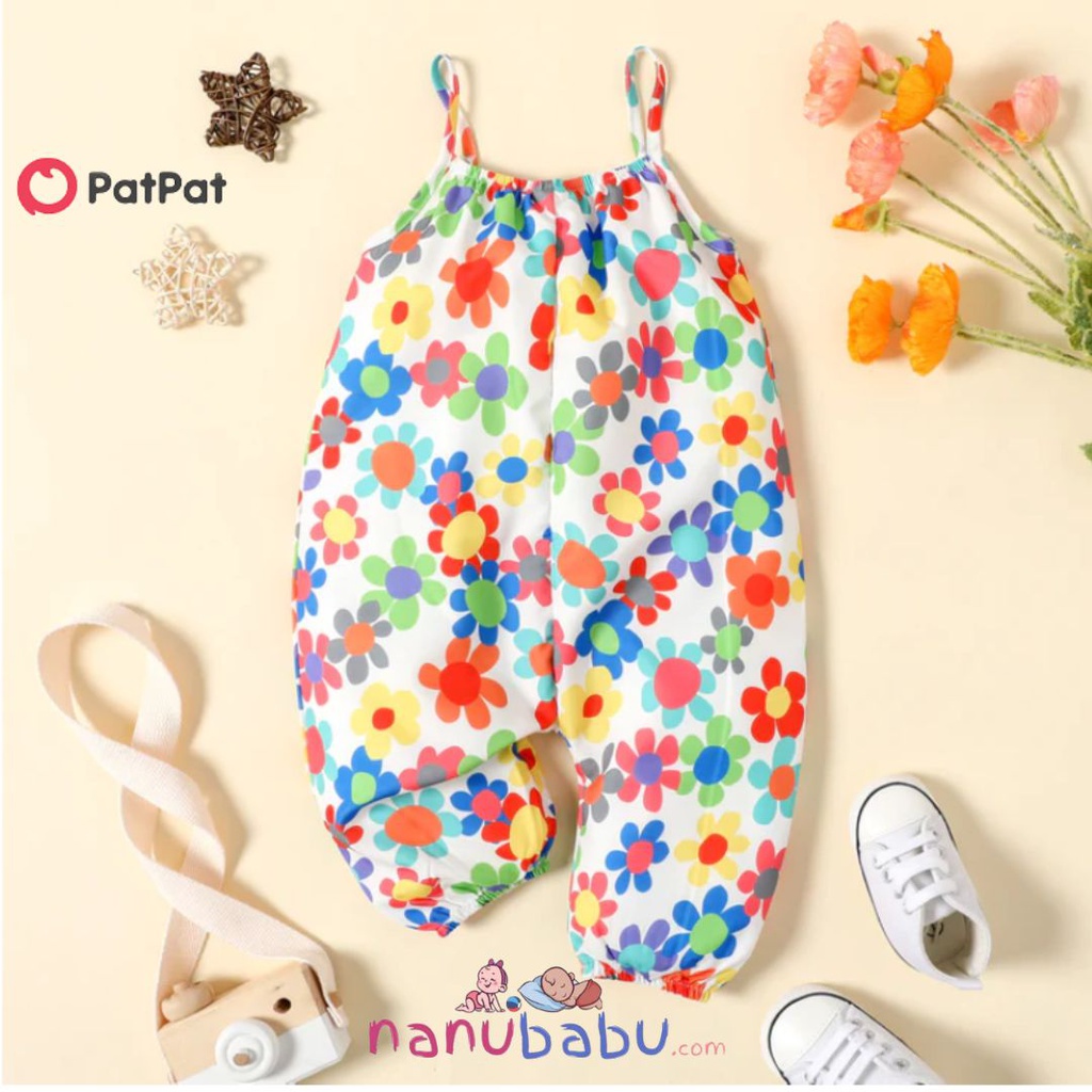 Patpat- (2nb1-20402660)Baby Girl All Over Colorful Floral Print Spaghetti Strap Jumpsuit