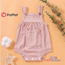 Baby Pretty Candy Color Solid Pocket Strappy Romper