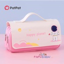 Patpat:(nb13- 20396588)Astronaut Pattern Pen Pencil Case Double-layer Large Capacity Pencil Pouch Portable Handheld Pen Bag Stationery Supply