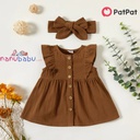 Patpat-(1nb12-19785742)2pcs Baby Girl Sleeveless Floral Sweet Dress