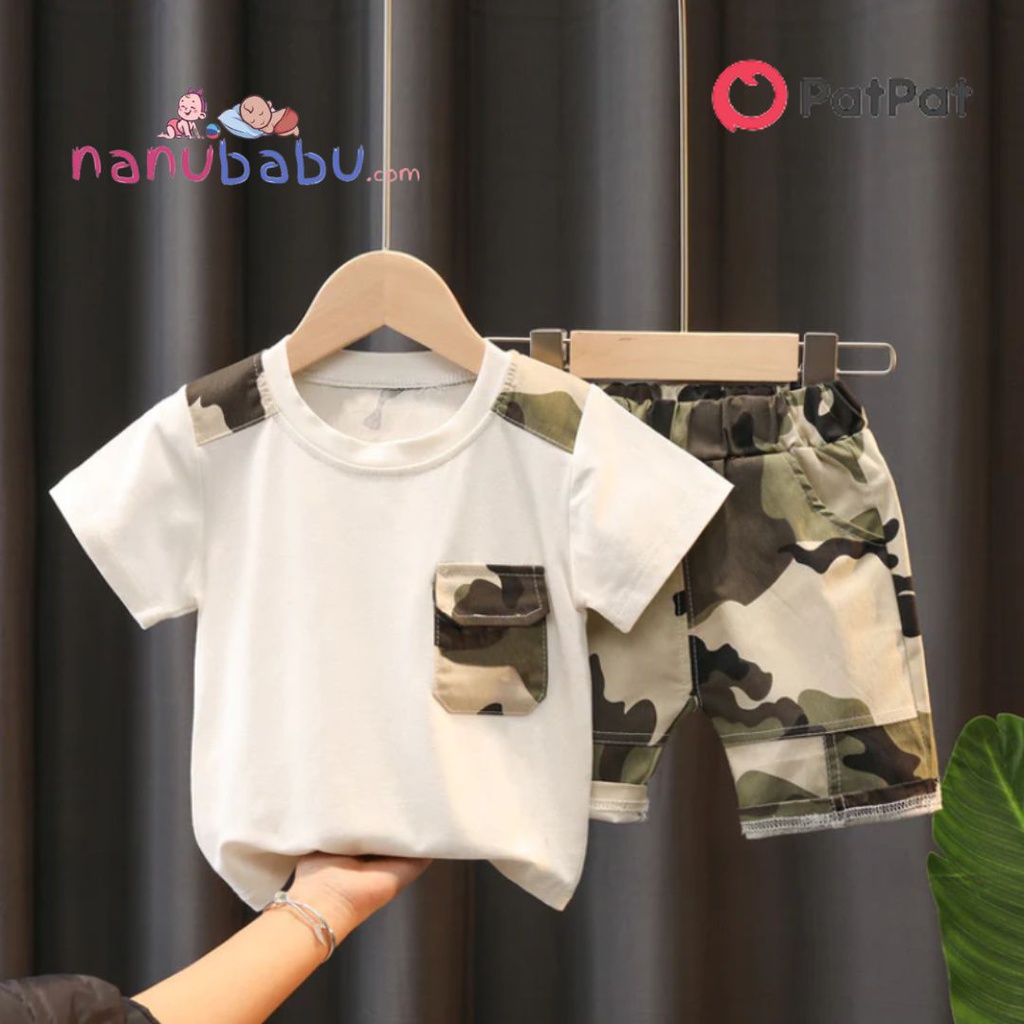 Patpat-(2nb5-20342445)2pcs Toddler Boy Casual Camouflage Print Tee and Shorts Set