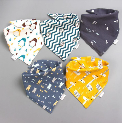 Patpat-5PCS Baby Bibs Double Layer Cute Cotton Infant Saliva Bibs Cute Baby Towel Infant Stuff-(3nb20-19799626)