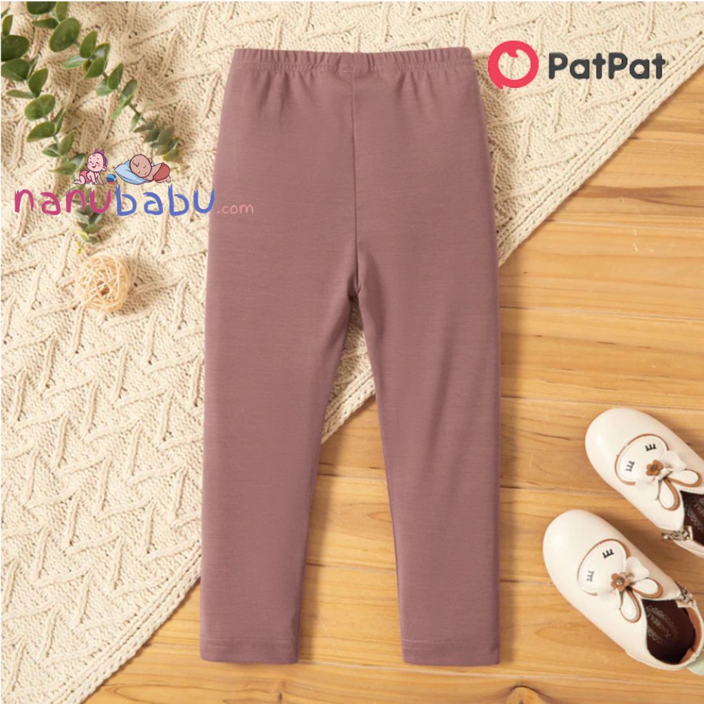 Patpat-(2nb4-20118904)Toddler Girl Casual Elasticized Solid Color Leggings(Cameo Brown)