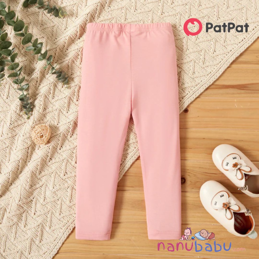 Patpat-(2nb4-20118877)Toddler Girl Casual Elasticized Solid Color Leggings