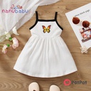 Patpat-(2nb3-20578504)Baby Girl 95% Cotton Butterfly Print Ribbed Cami Dress