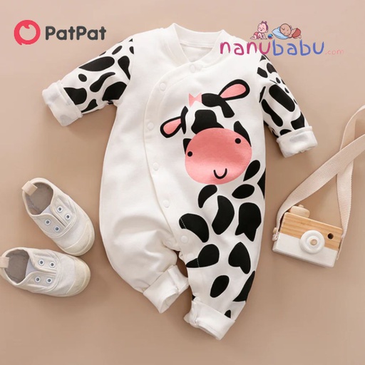 Patpat-Baby Boy / Girl Cow Print Jumpsuit-3nb17-19824905