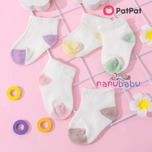 Patpat-(2nb11-20334135)5-pack Baby / Toddler Two Tone Colorblock Loose Mouth Socks