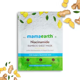 Mamaearth Niacinamide Bamboo Sheet Mask with Niacinamide & Ginger Extract - 25gm