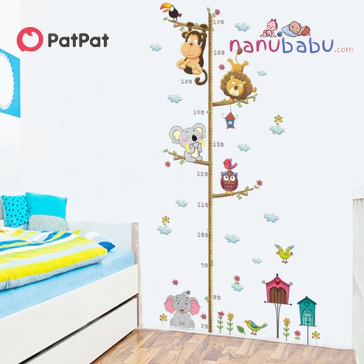 Patpat-(2nb11-20572973)Cartoon Animals Lion Monkey Owl Elephant Height Measure Wall Sticker for Kids Rooms Growth Wall Art