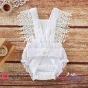 Patpat-(2nb1-19055793)Baby Girl 95% Cotton Crepe Lace and Bowknot Decor Sleeveless Romper