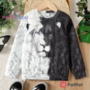 Patpat-(2nb5-20508306)Kid Boy Lion Print Colorblock Pullover Sweatshirt