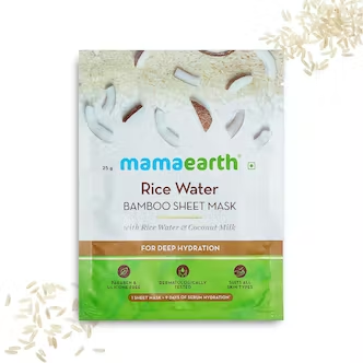Mamaearth Rice Water Bamboo Sheet Mask with Rice Water & Coconut Milk - 25gm