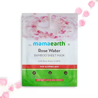 Mamaearth Rose Water Bamboo Sheet Mask with Rose water & milk - 25gm
