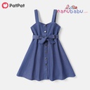 Patpat-Kid Girl Button Front Belted Slip Dress