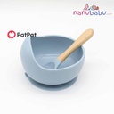 Patpat-2-pack Baby Silicone Suction Bowl and Spoon wit-3nb20-20611229h Wood Handle Baby Toddler Tableware Dishes Self-Feeding Utensils Set for Self-Training