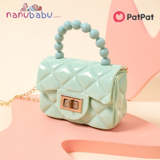 Patpat-Toddler / Kid Pure Color Geometry Lingge Pearl Handbag Clutch Purse for Girls-3nb13-2038819