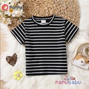 Patpat-Toddler Girl Sweet Stripe Short-sleeve Tee-3nb22-20615598
