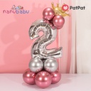 Patpat-19-pack Numbers Crown Aluminum Foil Balloon and Latex Balloon Set Birthday Party Wedding Column Road Guide Balloon Party Decoration-3nb20-2034918