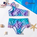 Patpat-2pcs Toddler Girl Mermaid Pattern Swimsuit-3nb19-2062554