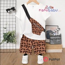 Patpat-2pcs Kid Boy Messenger Bag Print Short-sleeve Tee and Geometry Print Shorts Set - 3nb17 - 20620067