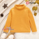 Toddler Girl Turtleneck Ribbed Solid Color Long-sleeve Tee-3nb19-2016641