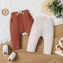 Baby Boy/Girl Crepe Brown/Khaki Striped Elasticized Waist Harem Pants-3nb19-2033615