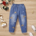 Toddler Girl Playful Rainbow & Heart Pattern Jeans - 5nb23 - 206224