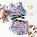 Naia 2pcs Kid Girl Floral Print Webbing Design Crisscross Tank Top and Shorts Set(5nb23-20577438)