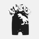 2pcs Baby Boy/girl Short-sleeve Allover Dinosaur Print Shirt and Overalls Shorts Set(5nb23-20561315)