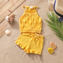 2pcs Baby Girl Solid Knitted Cami Top & Shorts Set(5nb23-20617361)