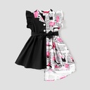 Toddler Girl Asymmetrical Panel Flutter-sleeve Belted Shirt Dress (6nb30-20605057)