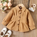 Toddler Girl Elegant Lapel Collar Gathered Waist Shirt (6nb30-20546594)