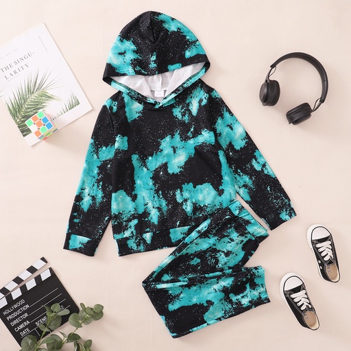 2-piece Kid Boy Tie Dye Hoodie Sweatshirt and Pants Casual Set (6nb30-20171883)