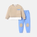 2pcs Toddler Boy Faux-two Pocket Design Sweatshirt and Colorblock Pants Set(6nb30-20567017)