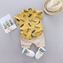 2pcs Toddler Boy 100% Cotton Feather Print Shirt and Elasticized Shorts Set(6nb30-20569471)