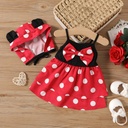 2pcs Baby Girl Polka Dots Bow Front Layered Cami Dress with Hat Set(6nb30-20440756)