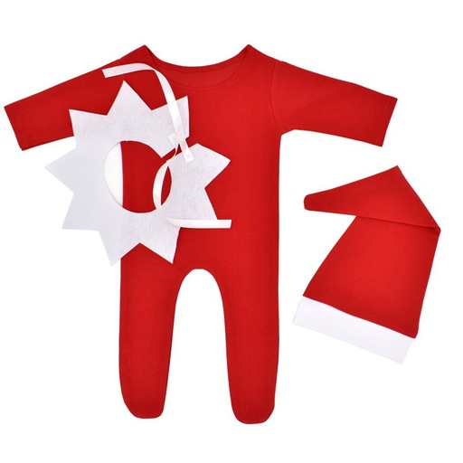 [WC7L-20116391] 3-pack Baby Christmas Red Romper Newborn Photography Props Newborn Baby Costume