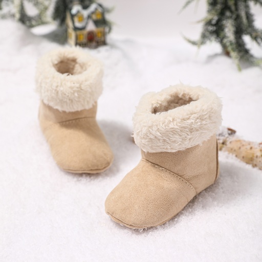 [WC7L-20123863] Baby / Toddler Solid Color Slip-on Fleece-lining Prewalker Shoes
