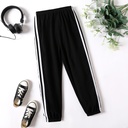 Kid Girl Sporty Striped Breathable Ankle Length Thin Pants for Summer/Fall