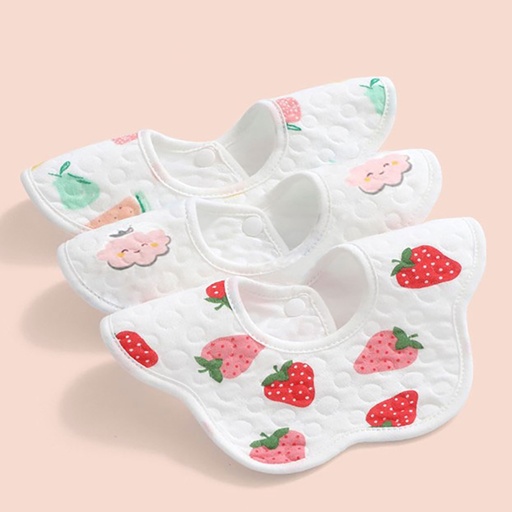 [WC7L-20618073] 3-pack 100% Cotton Baby Bibs 360° Rotating Muslin Cotton Infant Saliva Bibs Cute Baby Gauze Bibs